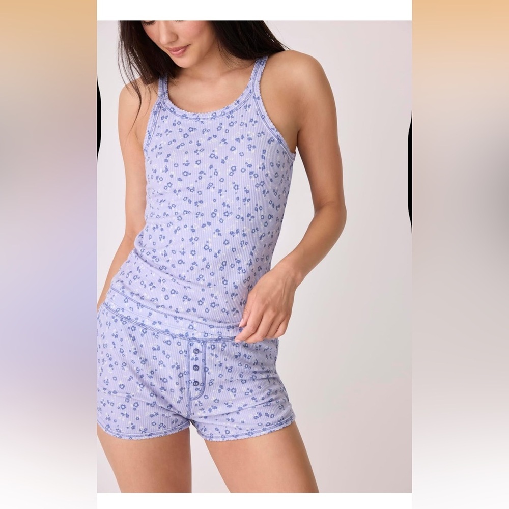 NWOT PJ Salvage Women’s New Peace & Love Within Tank and Short Set - Picture 2 of 6